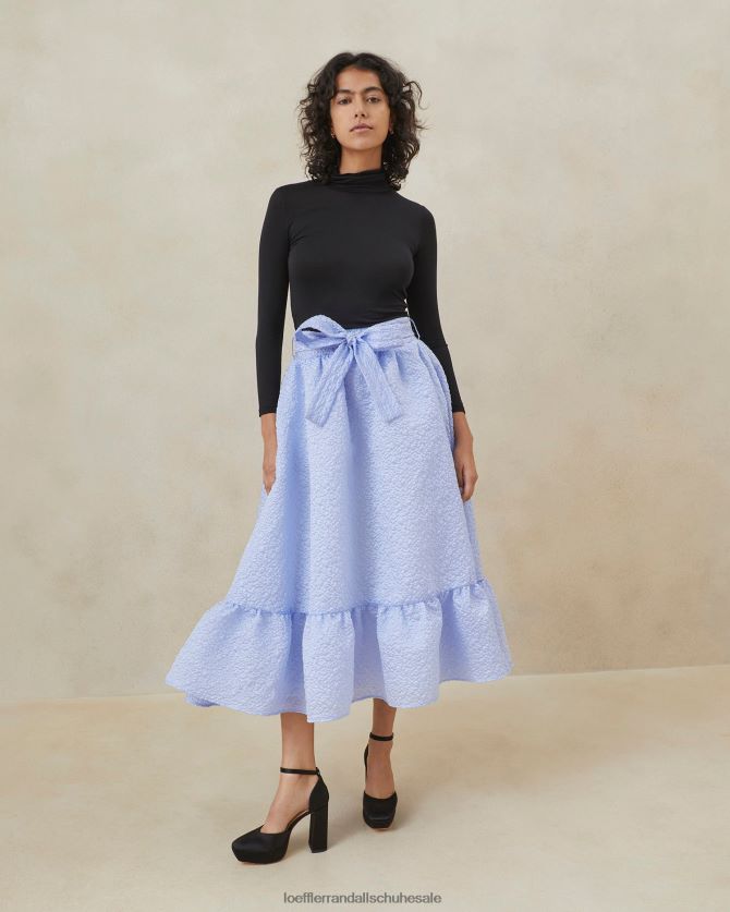 Frauen Loeffler Randall Carrie-Rüschen-Tellerrock Blau Kleidung 846824249