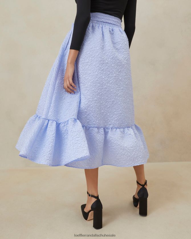 Frauen Loeffler Randall Carrie-Rüschen-Tellerrock Blau Kleidung 846824249