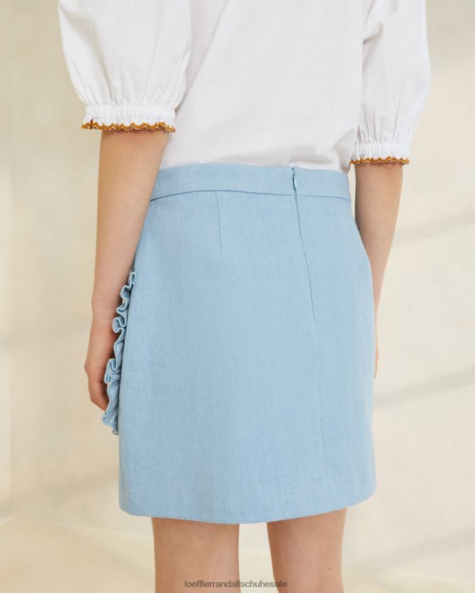 Frauen Loeffler Randall Eura-Rüschentaschenrock leichter Denim Kleidung 846824229