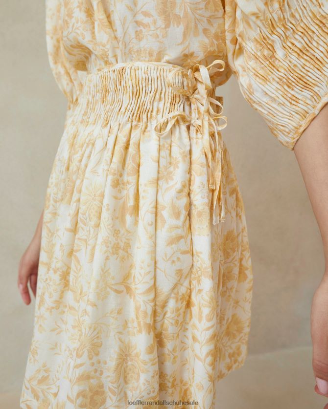 Frauen Loeffler Randall Gesmokter Rock von Sidney Ton-in-Ton-Ranken-Blumenmuster Kleidung 846824246