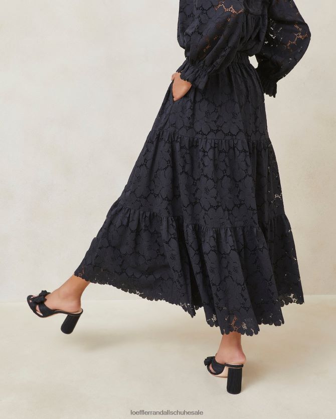 Frauen Loeffler Randall Stufenrock aus Luna-Spitze Schwarz Kleidung 846824243