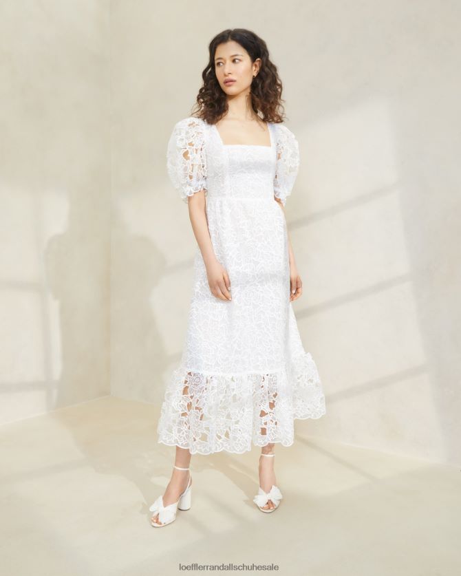 Frauen Loeffler Randall Addison-Kleid mit Puffärmeln Creme Kleidung 846824182