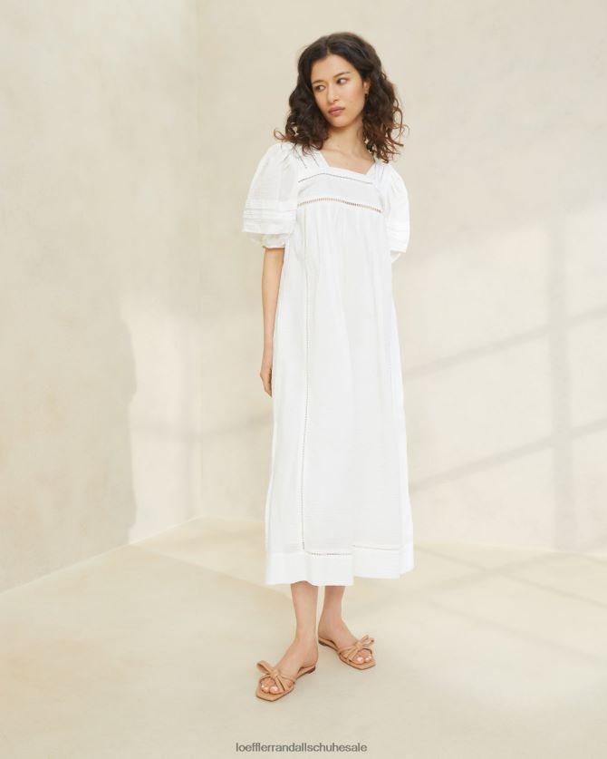 Frauen Loeffler Randall August-Kleid mit Puffärmeln Weiß Kleidung 846824171
