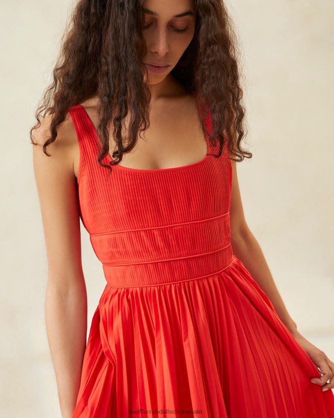Frauen Loeffler Randall Bea Faltenkleid Mohn Kleidung 846824180