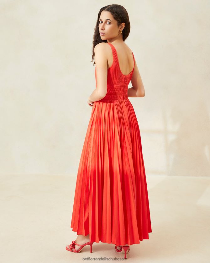 Frauen Loeffler Randall Bea Faltenkleid Mohn Kleidung 846824180
