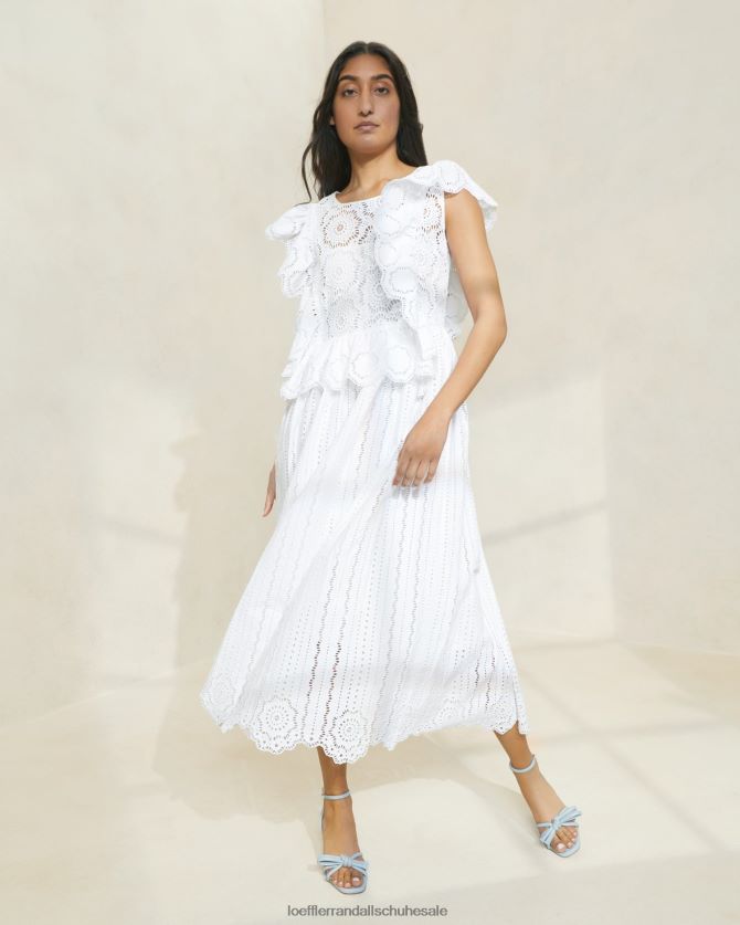 Frauen Loeffler Randall Brynn Spitzenkleid mit Flatterärmeln Elfenbein Kleidung 846824173
