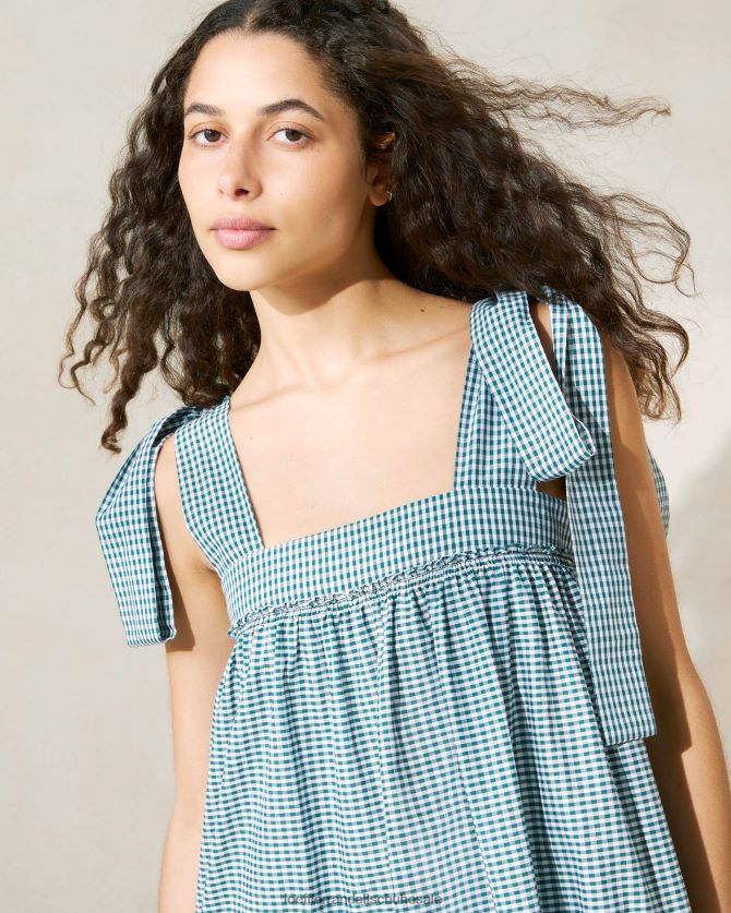 Frauen Loeffler Randall Janie Kleid mit Rüschensaum Mini grüner Gingham Kleidung 846824191