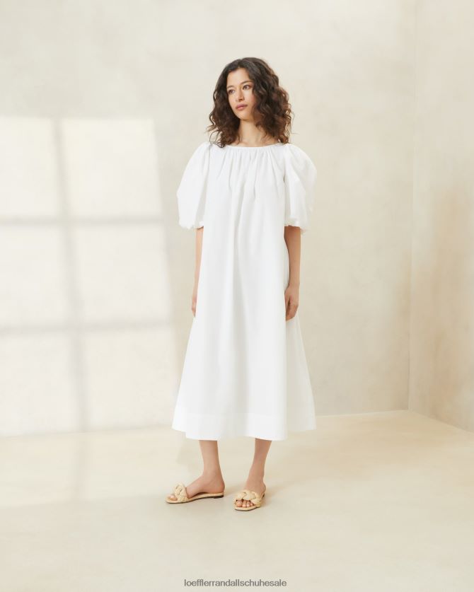 Frauen Loeffler Randall Mimi übergroßes Kleid mit Puffärmeln Weiß Kleidung 846824178