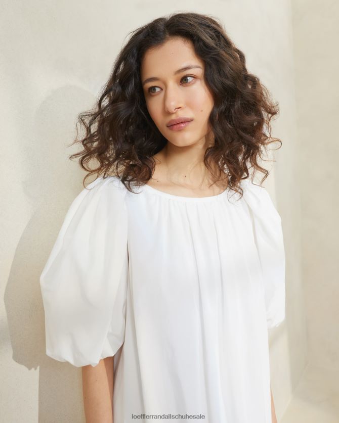 Frauen Loeffler Randall Mimi übergroßes Kleid mit Puffärmeln Weiß Kleidung 846824178