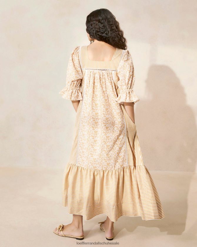 Frauen Loeffler Randall Phillipa Maxikleid braunes Blumenmuster/brauner Streifen Kleidung 846824184