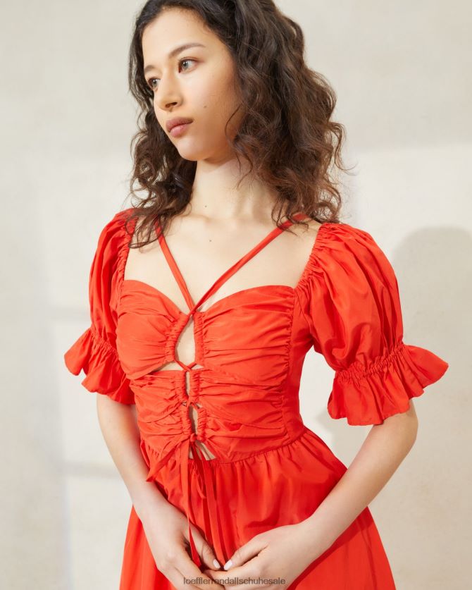 Frauen Loeffler Randall Yael Kleid mit gerafftem Oberteil Mohn Kleidung 846824177