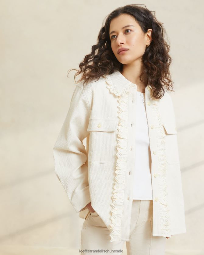 Frauen Loeffler Randall Zeke-Ösen-Arbeitsmantel naturfarben Kleidung 846824260