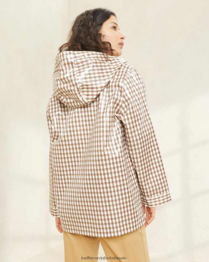Frauen Loeffler Randall neblige Regenjacke brauner Gingham Kleidung 846824257