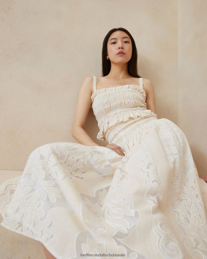 Frauen Loeffler Randall Anita gesmoktes Oberteil naturfarben Kleidung 846824251