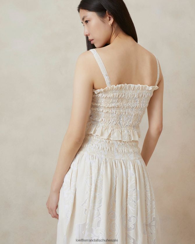 Frauen Loeffler Randall Anita gesmoktes Oberteil naturfarben Kleidung 846824251