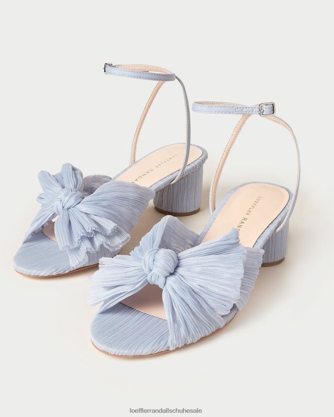 Frauen Loeffler Randall Dahlia-Faltenschleifenabsatz Blau Schuhe 8468244