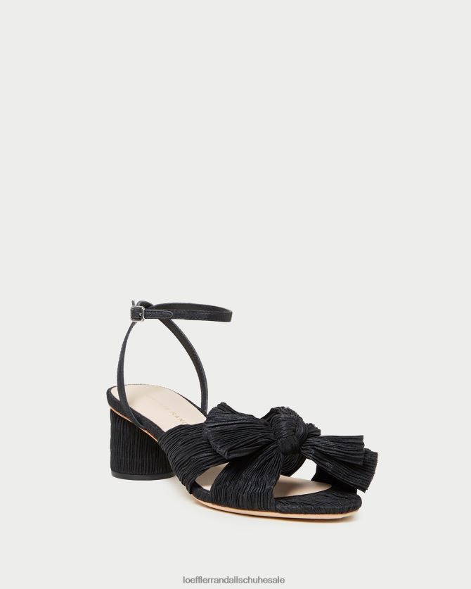 Frauen Loeffler Randall Dahlia-Faltenschleifenabsatz Schwarz Schuhe 84682425