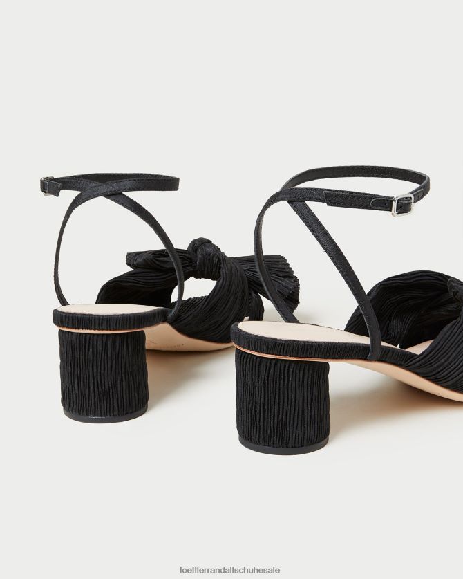 Frauen Loeffler Randall Dahlia-Faltenschleifenabsatz Schwarz Schuhe 84682425