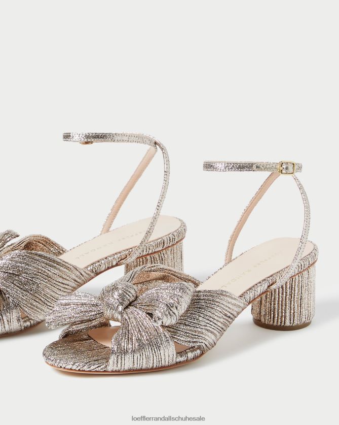 Frauen Loeffler Randall Dahlia-Faltenschleifenabsatz Sekt Schuhe 84682453