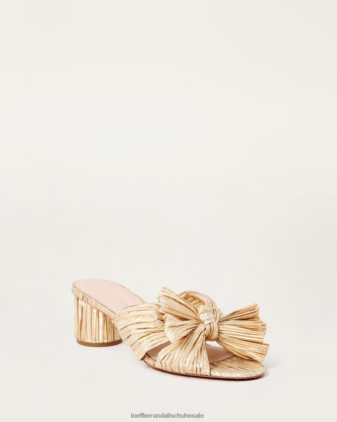 Frauen Loeffler Randall Emilia-Absatz mit plissierter Schleife Gold Schuhe 84682413