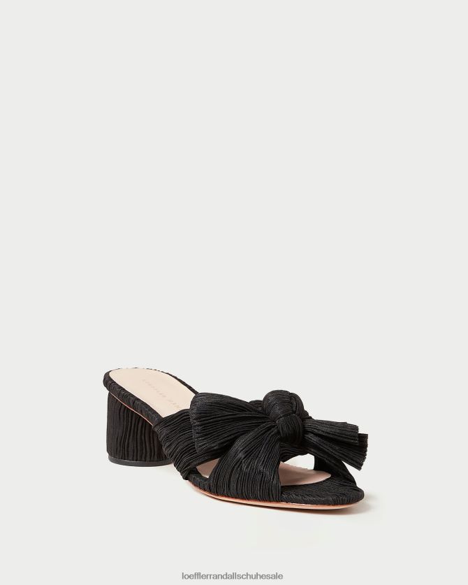 Frauen Loeffler Randall Emilia-Absatz mit plissierter Schleife Schwarz Schuhe 84682418