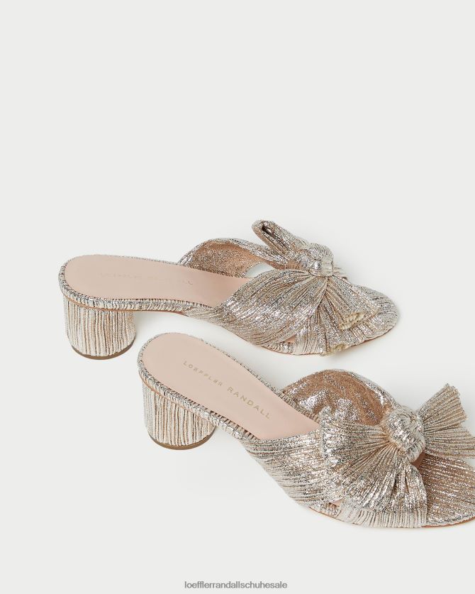 Frauen Loeffler Randall Emilia-Absatz mit plissierter Schleife Sekt Schuhe 84682449