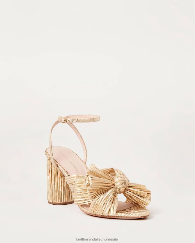 Frauen Loeffler Randall Kamelien-Faltenschleifenabsatz Gold Schuhe 8468245