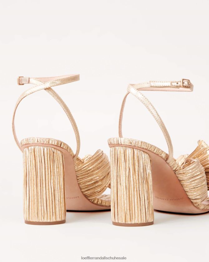 Frauen Loeffler Randall Kamelien-Faltenschleifenabsatz Gold Schuhe 8468245