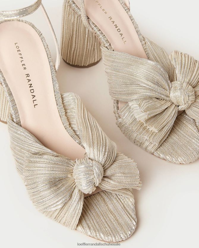 Frauen Loeffler Randall Kamelien-Faltenschleifenabsatz Platin Schuhe 8468243