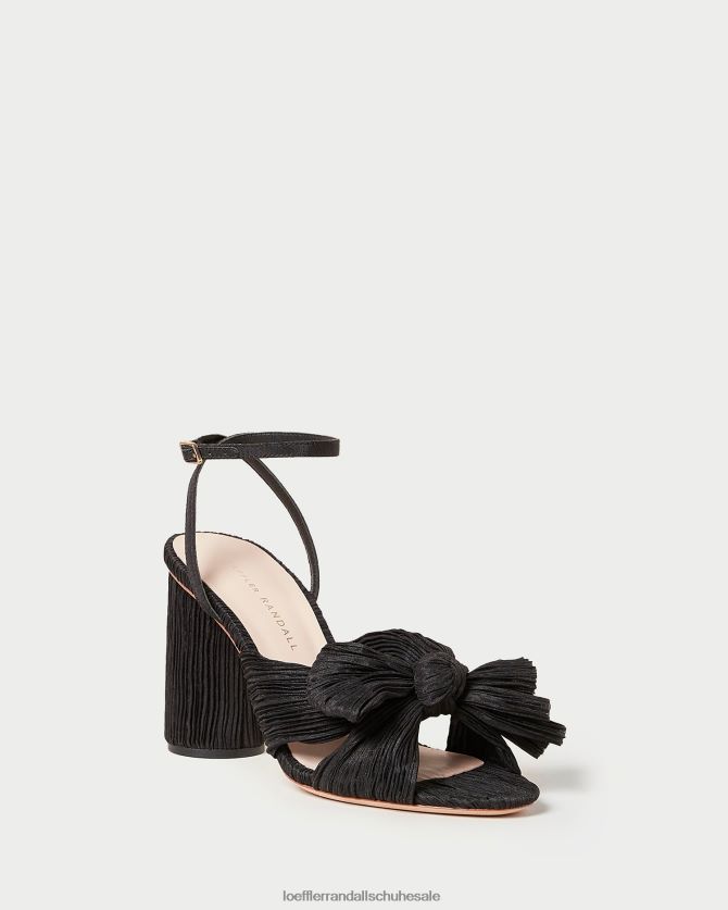 Frauen Loeffler Randall Kamelien-Faltenschleifenabsatz Schwarz Schuhe 84682417