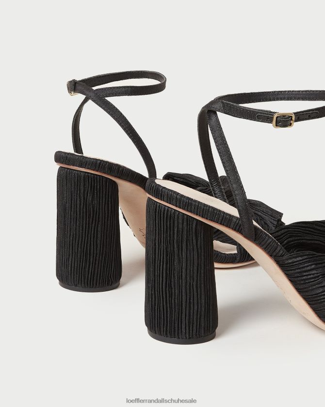 Frauen Loeffler Randall Kamelien-Faltenschleifenabsatz Schwarz Schuhe 84682417