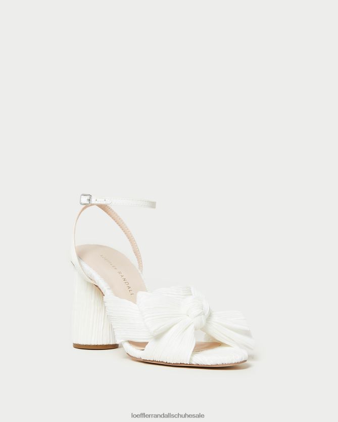 Frauen Loeffler Randall Kamelien-Faltenschleifenabsatz Weiß Schuhe 84682432