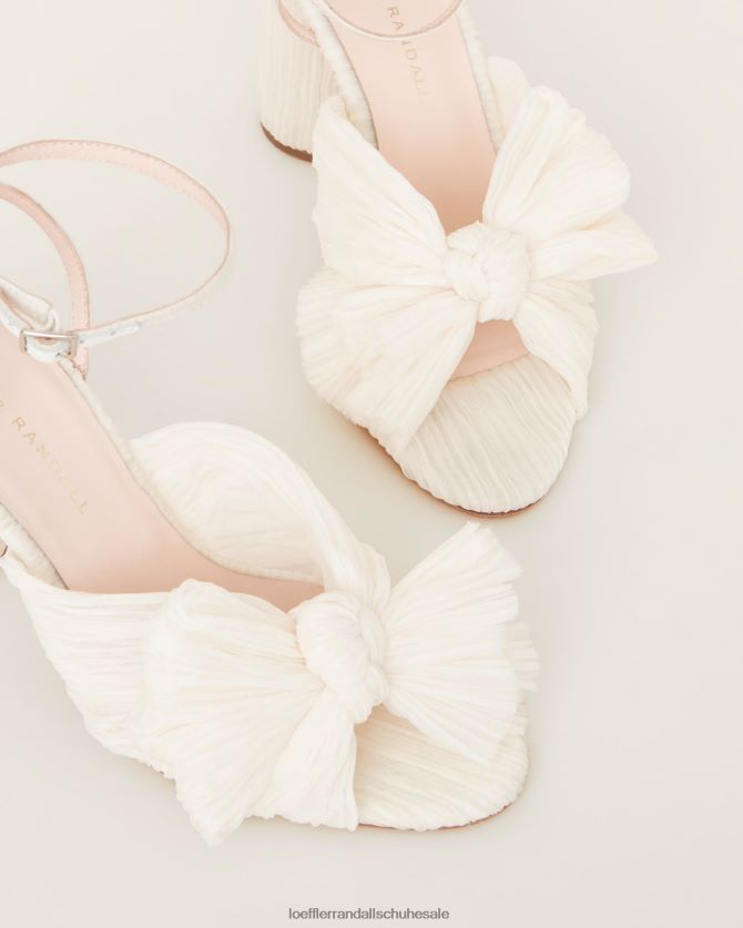 Frauen Loeffler Randall Kamelien-Faltenschleifenabsatz vegane Perle Schuhe 8468241