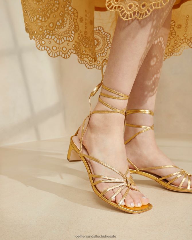 Frauen Loeffler Randall Lola-Knoten-Schnürschuh mit mittlerem Absatz Gold Schuhe 84682485