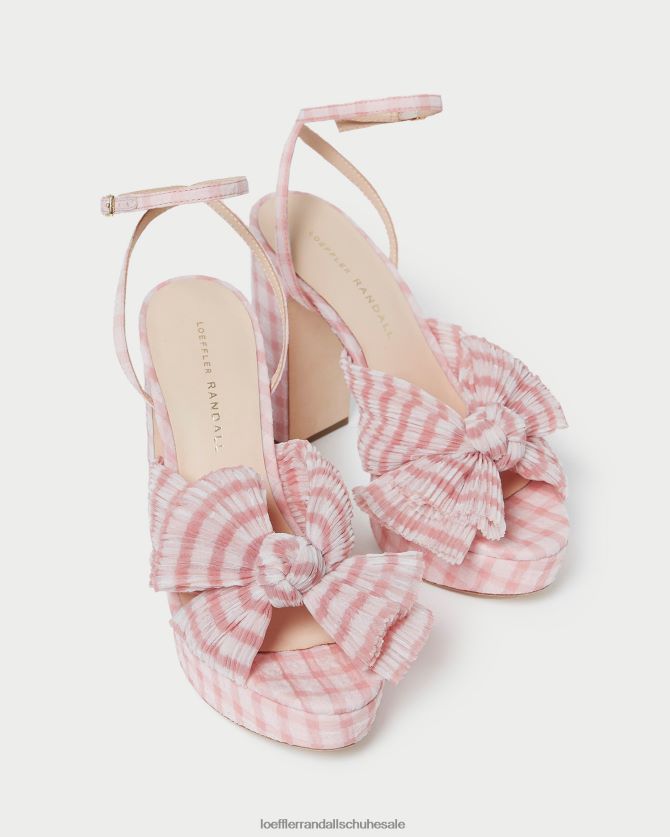 Frauen Loeffler Randall Natalia Schleifenabsatz zartrosa Gingham Schuhe 84682482