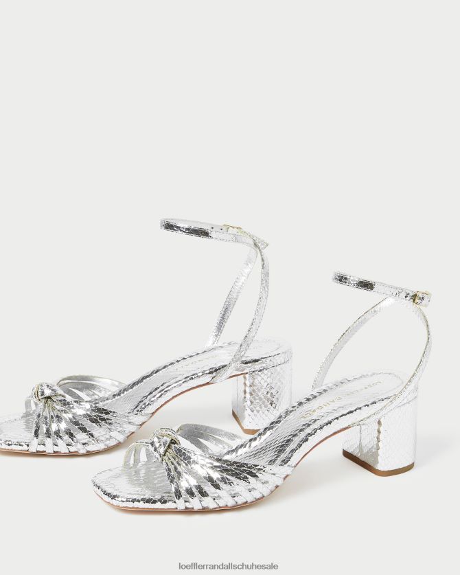 Frauen Loeffler Randall Olivia-Knoten in der Mitte des Absatzes Silber Schuhe 84682474