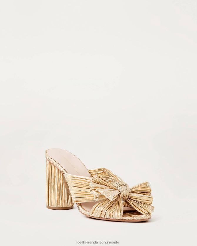Frauen Loeffler Randall Penny-Faltenschleifenabsatz Gold Schuhe 8468248