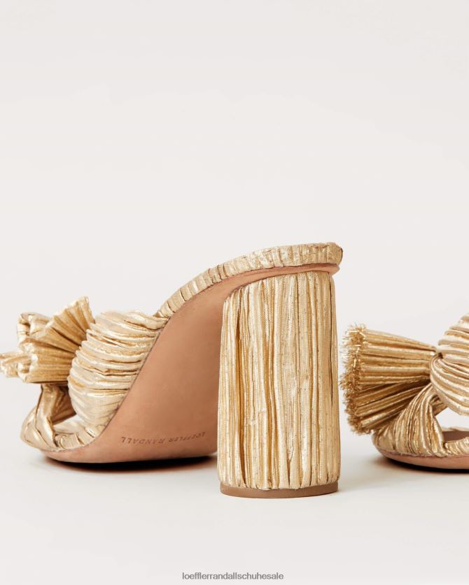 Frauen Loeffler Randall Penny-Faltenschleifenabsatz Gold Schuhe 8468248