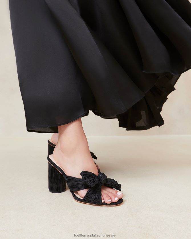 Frauen Loeffler Randall Penny-Faltenschleifenabsatz Schwarz Schuhe 84682443