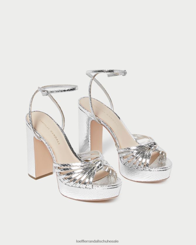 Frauen Loeffler Randall Rivka-Knoten-Plateausandale Silber Schuhe 84682475