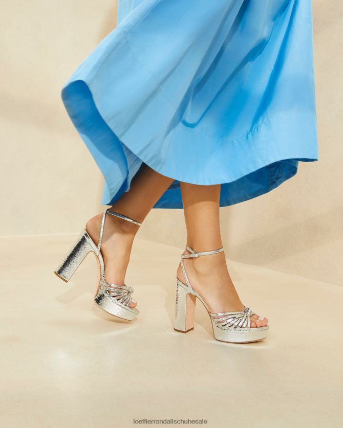 Frauen Loeffler Randall Rivka-Knoten-Plateausandale Silber Schuhe 84682475