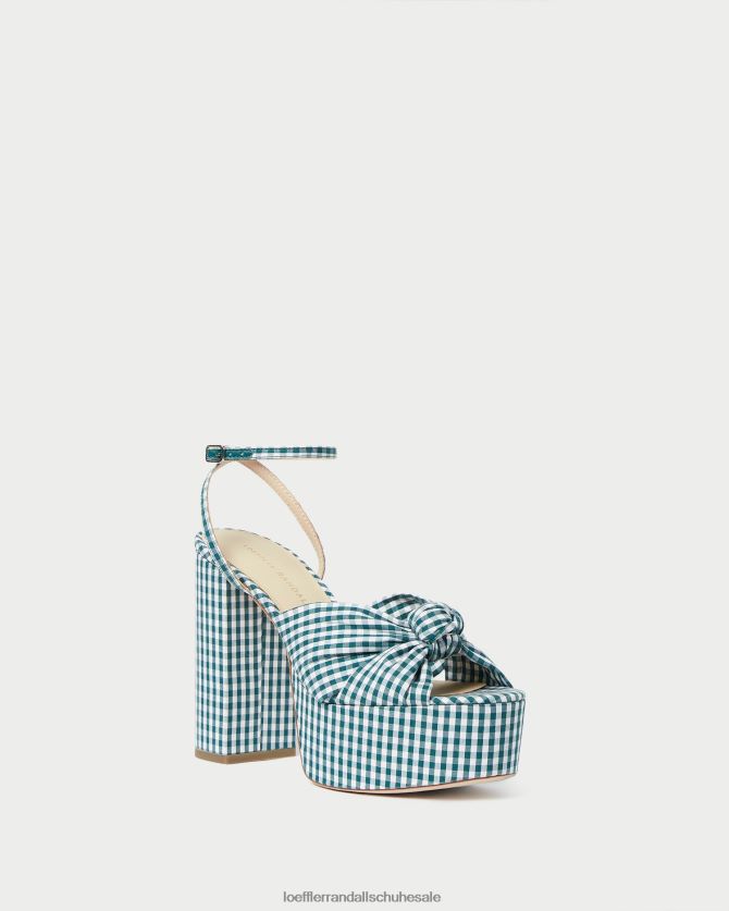 Frauen Loeffler Randall Roz-Knoten-Plattform Mini grüner Gingham Schuhe 84682490