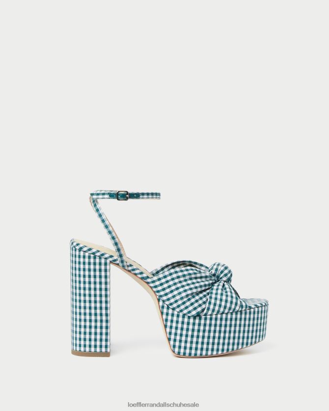 Frauen Loeffler Randall Roz-Knoten-Plattform Mini grüner Gingham Schuhe 84682490
