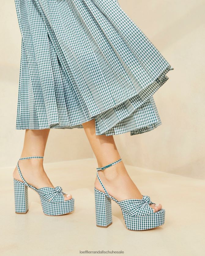 Frauen Loeffler Randall Roz-Knoten-Plattform Mini grüner Gingham Schuhe 84682490