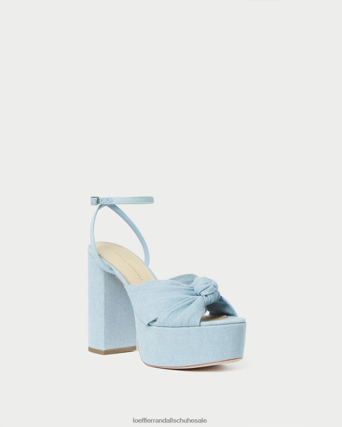 Frauen Loeffler Randall Roz-Knoten-Plattform leichter Denim Schuhe 84682484