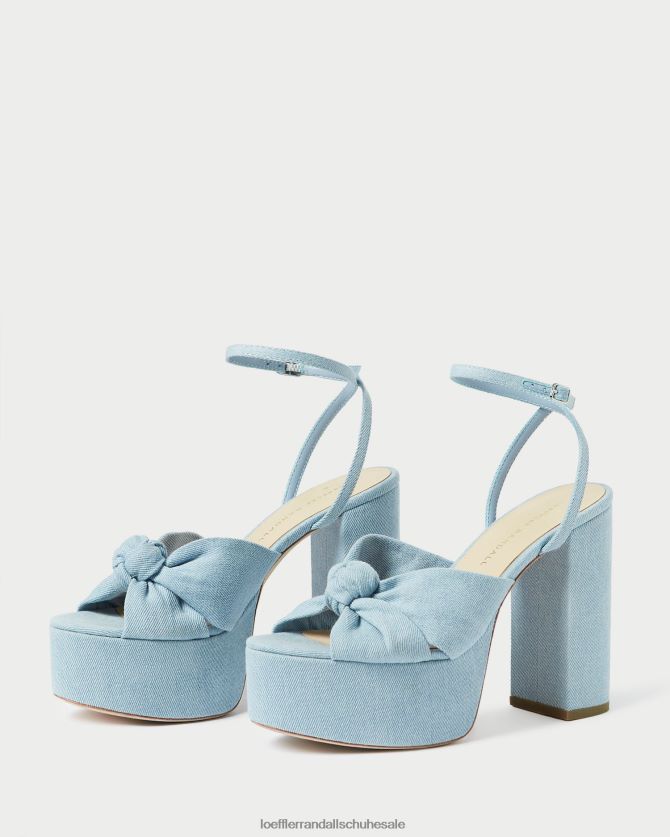 Frauen Loeffler Randall Roz-Knoten-Plattform leichter Denim Schuhe 84682484
