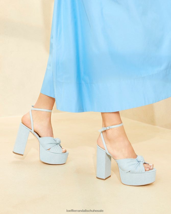 Frauen Loeffler Randall Roz-Knoten-Plattform leichter Denim Schuhe 84682484