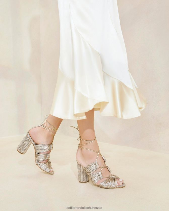 Frauen Loeffler Randall Teresa plissierte Schnürsandale Sekt Schuhe 84682495