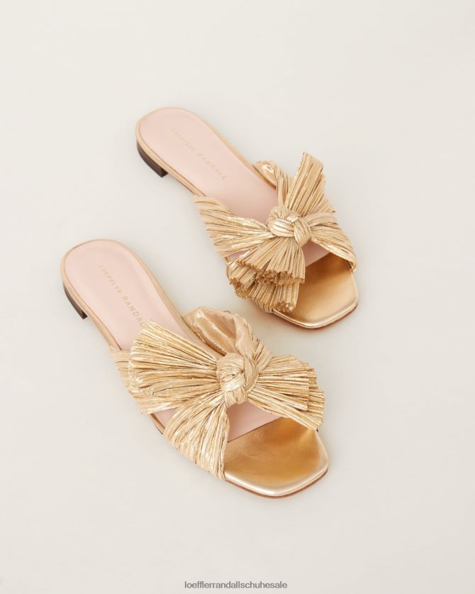 Frauen Loeffler Randall Daphne-Slipper mit plissierter Schleife Gold Schuhe 846824102