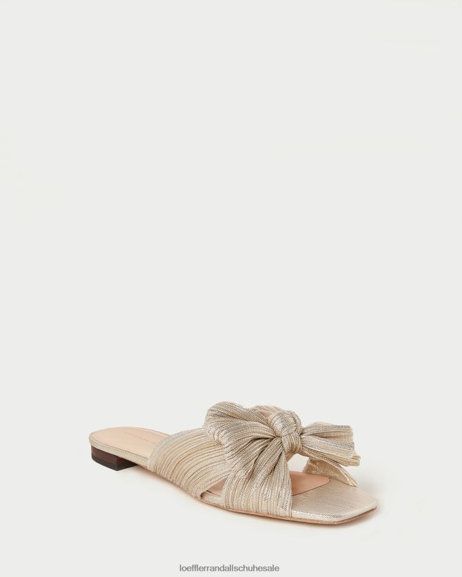 Frauen Loeffler Randall Daphne-Slipper mit plissierter Schleife Platin Schuhe 846824100